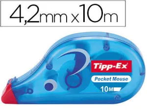 TIPP-EX POCKET MOUSE CINTA CORRECTORA 4.20MM X 10M - RESISTENTE - ESCRITURA INSTANTANEA - CAPUCHON PROTECTOR