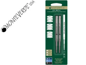 RECAMBIO ROLLER GEL MONTEVERDE COMPATIBLE CON LOS DE MONTBLANC BLISTER 2 UNIDADES COLOR AZUL PUNTA MEDIA