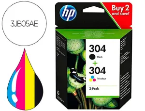 HP 304 NEGRO + COLOR PACK DE 2 CARTUCHOS DE TINTA ORIGINALES - 3JB05AE