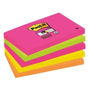 POST-IT PACK 5 BLOC NOTAS REPOSICIONABLES SUPERSTICKY 76X127 MM. NEON SURTIDOS REF. 655S-N