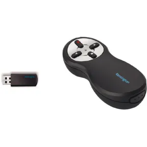 KENSINGTON PRESENTADOR INALAMBRICO CON LASER ROJO - ALCANCE DE 20 METROS - ALMACENAMIENTO INTERNO USB - NEGRO