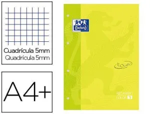 RECAMBIO COLOR 1 OXFORD DIN A4+ 80 HOJAS 90 GR CUADRICULA 5 LIMA