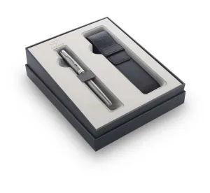PLUMA+PURERA SONNET ACERO FUNDA PIEL