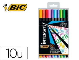 BIC INTENSITY FINE PACK DE 10 ROTULADORES - PUNTA FINA DE 0.8MM - TRAZO DE 0.4MM - TINTA CON BASE DE AGUA - COLORES SURTIDOS