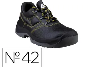 ZAPATOS DE SEGURIDAD DELTAPLUS PIEL CRUPON PIGMENTADA SUELA PU BI DENSIDAD COLOR NEGRO TALLA 42