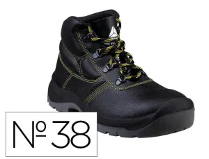 BOTAS DELTAPLUS DE SEGURIDAD PIEL CRUPON PIGMENTADA SUELA PU BI-DENSIDAD COLOR NEGRO TALLA 38