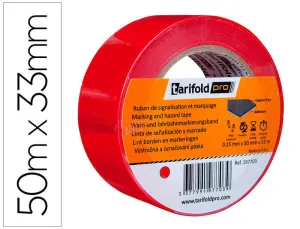 CINTA ADHESIVA TARIFOLD PARA MARCAJE Y SEÑALIZACION DE SUELO 33 MT X 50 MM COLOR ROJO