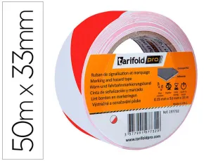 CINTA ADHESIVA TARIFOLD SEGURIDAD PARA MARCAJE Y SEÑALIZACION DE SUELO 33 MT X 50 MM COLOR BLANCO/ROJO