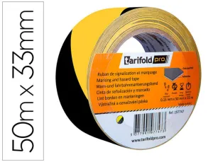 CINTA ADHESIVA TARIFOLD SEGURIDAD PARA MARCAJE Y SEÑALIZACION DE SUELO 33 MT X 50 MM COLOR NEGRO/AMARILLO