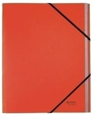 CARPETA CLASIFICADORA LEITZ RECYCLE CARTON A4 12 SEPARAD.CON GOMAS ROJO