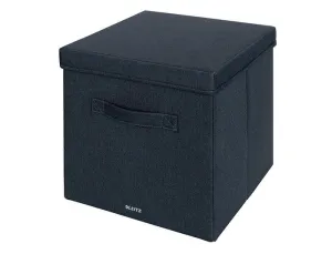 CAJA DE ALMACENAJE LEITZ TELA CON TAPA L DOS PIEZAS GRIS
