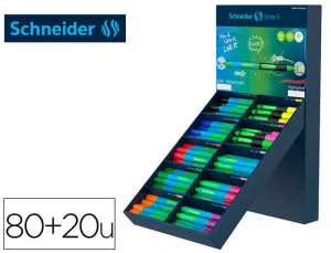 BOLIGRAFO SCHNEIDER SLIDER CAUCHO TRIANGULAR 85% BIOPLASTICO EXP. 80 UNIDADES SURTIDAS + 20 FLUORESCENTES
