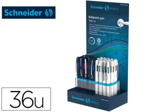 BOLIGRAFO SCHNEIDER TAKE 4 RECICLADO 92% CUATRO COLORES EXPOSITOR DE 36 UNIDADES 160X100X305 MM
