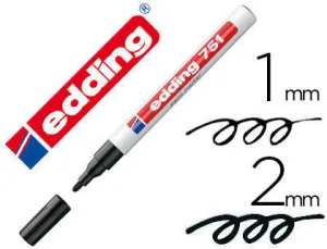 EDDING 751 ROTULADOR PERMANENTE - PUNTA REDONDA - TRAZO ENTRE 1 Y 2 MM. - TINTA OPACA - SECADO RAPIDO - COLOR NEGRO