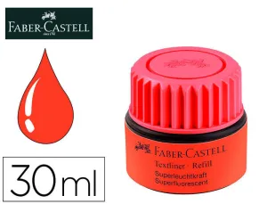 TINTA ROTULADOR FABER CASTELL TEXTLINER FLUORESCENTE 1549 CON SISTEMA CAPILAR COLOR ROJO FRASCO DE 30 ML
