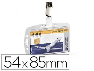 DURABLE IDENTIFICADOR RIGIDO CON PINZA PARA 1 TARJETA - PARA IDENTIFICACION DE EMPRESA/ACREDITACIONES DE SEGURIDAD - DIMENSIONES INTERIORES 54X87MM
