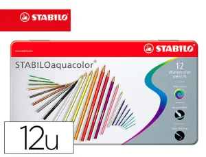 LAPICES DE COLORES STABILO AQUACOLOR ARTY LINE ACUARELABLES ESTUCHE DE CARTON DE 12 UNIDADES COLORES