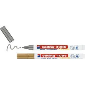 EDDING 4085 PACK DE 2 ROTULADORES DE TIZA LIQUIDA - PUNTA REDONDA - TRAZO 1-3MM - OLOR NEUTRO - COLOR ORO Y PLATA