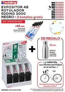 EDDING 3000 EXPOSITOR CON 48 ROTULADORES PERMANENTES - PUNTA REDONDA DE 1.5MM - TRAZO ENTRE 1.5 Y 3MM - RECARGABLE - SECADO RAPIDO - COLOR NEGRO