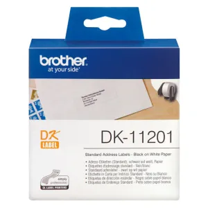 BROTHER DK11201 - ETIQUETAS ORIGINALES PRECORTADAS DE DIRECCION - 29X90 MM - 400 UNIDADES - TEXTO NEGRO SOBRE FONDO BLANCO