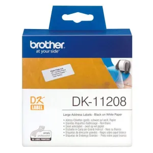 BROTHER DK11208 - ETIQUETAS ORIGINALES PRECORTADAS DE DIRECCION GRANDES - 38X90 MM - 400 UNIDADES - TEXTO NEGRO SOBRE FONDO BLANCO