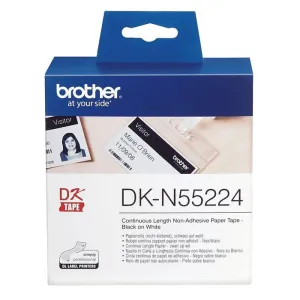 BROTHER DKN55224 - ETIQUETAS NO ADHESIVAS ORIGINALES DE TAMAÃ±O PERSONALIZADO - ANCHO 54MM X 30,48 METROS - TEXTO NEGRO SOBRE FONDO BLANCO