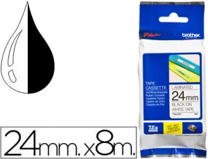 BROTHER TZE251 CINTA LAMINADA ORIGINAL DE ETIQUETAS - TEXTO NEGRO SOBRE FONDO BLANCO - ANCHO 24MM X 8 METROS