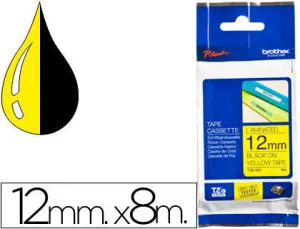 BROTHER TZE631 CINTA LAMINADA ORIGINAL DE ETIQUETAS - TEXTO NEGRO SOBRE FONDO AMARILLO - ANCHO 12MM X 8 METROS
