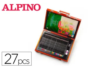 ESTUCHE DE PINTURA DERWENT ACADEMY MADERA LAPICES DE COLORES 27 PIEZAS