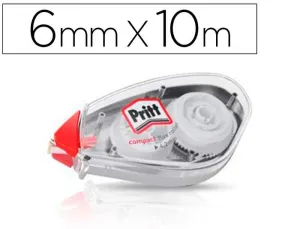 PRITT COMPACT FLEX CINTA CORRECTORA 6MMX10M - PUNTA FLEXIBLE - CORRECION SUAVE Y LIMPIA - CORRECCION EN 2 SENTIDOS - CAPUCHON PROTECTOR