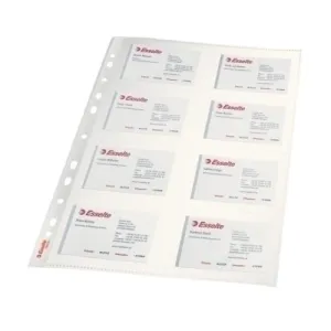 ESSELTE CAJA 10 FUNDAS MULTITALADRO PARA 16 TARJETAS VISITA.PP 110MICRAS.CRISTAL LISO.A4.REF.78930
