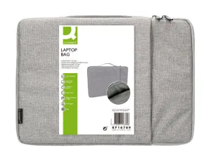 FUNDA PARA PORTATIL Q-CONNECT 15,6" CON ASA 1 BOLSILLO EXTERIOR CON CREMALLERA COLOR GRIS 350X250X25 MM