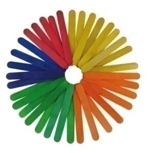 PALOS DE MADERA ANCHOS 15CM COLORES SURTIDOS 50 UNIDADES