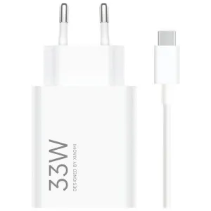 XIAOMI 33W COMBO CARGADOR DE PARED PARA SMARTPHONE USB-A 33W + CABLE - IDENTIFICACION INTELIGENTE DE DISPOSITIVOS - COLOR BLANCO