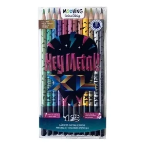 LAPICES DE COLORES MOOVING METALIZADOS ESTUCHE DE 12