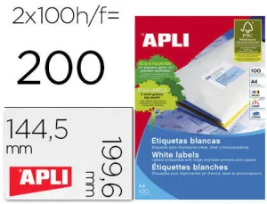 APLI ETIQUETAS APLI A4 199X144 C/ROMO 100H 02423 MAK029806