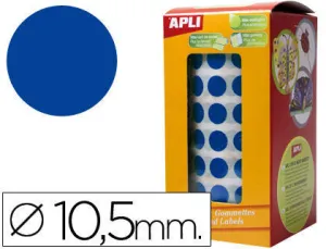 APLI ROLLO DE GOMETS REDONDOS ADHESIVO PERMANENTE - 5.192 GOMETS - ADHESIVO BASE AGUA - LIBRE DE DISOLVENTES - COLOR AZUL