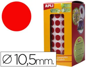 APLI ROLLO DE GOMETS REDONDOS ADHESIVO PERMANENTE - 5.192 GOMETS - ADHESIVO BASE AGUA - COLOR ROJO AP04853