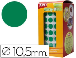 APLI ROLLO DE GOMETS REDONDOS - ADHESIVO PERMANENTE - 5.192 GOMETS - DESARROLLA HABILIDADES - ALTA CALIDAD Y SEGURIDAD - COLOR VERDE