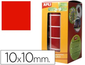 APLI GOMETS CUADRADOS ROJOS - TAMAÃ±O 10X10MM - 59 HOJAS PRETROQUELADAS - 6372 GOMETS POR ROLLO - ADHESIVO BASE AGUA - CUMPLE NORMAS EN-71 Y FSC