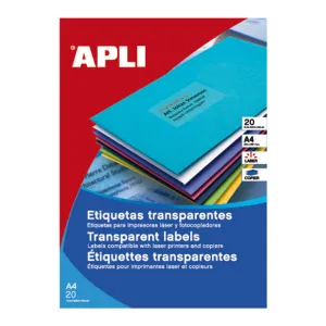 ETIQUETAS ADHESIVAS TRASLÚCIDAS APLI A4 99,1MMX38,