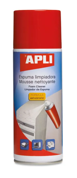 APLI ESPUMA LIMPIADORA ANTIESTATICA - 400ML - LIMPIEZA EXTERNA DE APARATOS ELECTRONICOS - MEJORA EL RENDIMIENTO Y PROLONGA LA VIDA DE TUS COMPONENTES