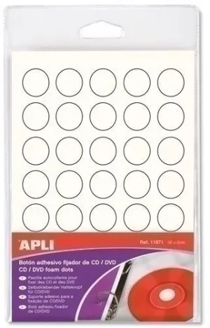 APLI BOTON FIJADOR BLANCO PARA CD/DVD 35 U.