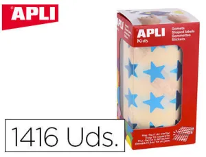 APLI GOMETS ESTRELLA AZUL METALIZADO - TAMAÃ±O 19.5MM - ADHESIVO PERMANENTE - 1416 GOMETS POR ROLLO - IDEAL PARA ACTIVIDADES CREATIVAS CON NIÃ±OS