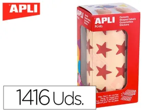 APLI GOMETS ESTRELLA 19.5MM - 1416 UNIDADES POR ROLLO - ADHESIVO PERMANENTE - IDEAL PARA ACTIVIDADES INFANTILES