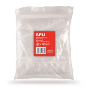 APLI PACK DE 100 BOLSAS ZIP AUTO CIERRE TRANSPARENTES 220X310MM - MATERIAL LDPE - CIERRE SEGURO Y FACIL MANIPULACION - APTAS PARA USO ALIMENTICIO