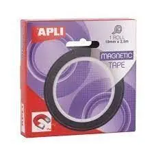 APLI CINTA ADHESIVA MAGNETICA 19MM X 25M - FACIL DE CORTAR - ADHESION FUERTE - VERSATIL Y REUTILIZABLE - NEGRA