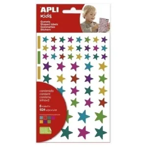 APLI KIDS BOLSA DE 624 GOMETS ESTRELLAS - ADHESIVO REMOVIBLE - TAMAÃ±OS Y COLORES SURTIDOS