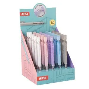 EXPOSITOR 25 PORTAMINAS APLI 0,7MM SHAKE PASTEL SU