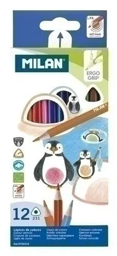 MILAN PACK DE 12 LAPICES DE COLORES - TRIANGULARES - COLORES SURTIDOS